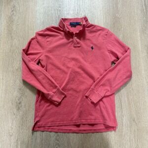 Polo Ralph Lauren Mens M Red Long Sleeve Custom Slim Fit Polo Shirt Top